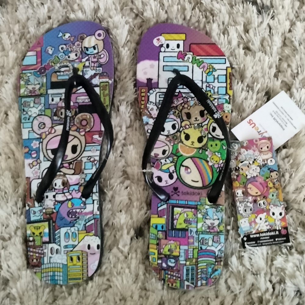 Tokidoki Colorful Cartoon Flip Flops - Picture 13 of 13